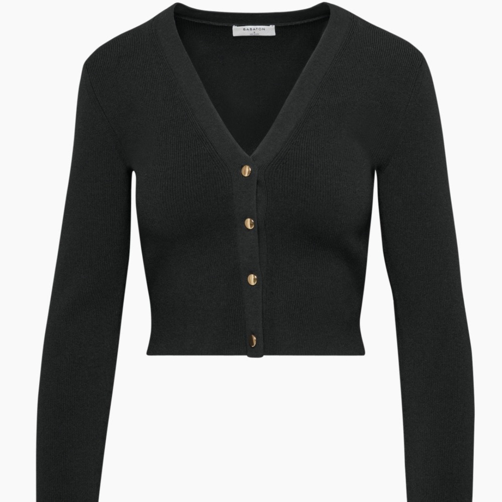 Babaton Wembley Sculpt Knit Black Buttoned Cardigan M VCUG